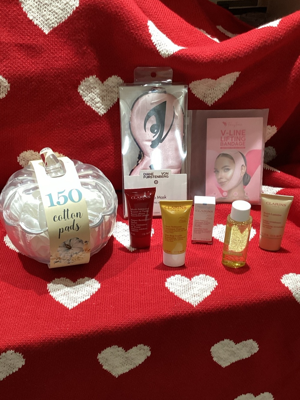 Clarins Travel Pamper Set with Pink Satin Eye Mask